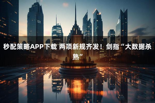 秒配策略APP下载 两项新规齐发！剑指“大数据杀熟”