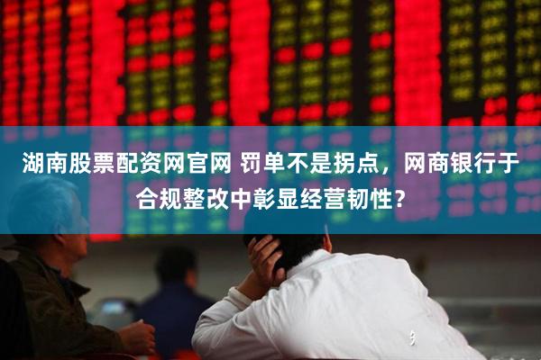 湖南股票配资网官网 罚单不是拐点，网商银行于合规整改中彰显经营韧性？